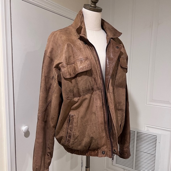 Vintage Y2K brown leather bomber jacket - Picture 13 of 13
